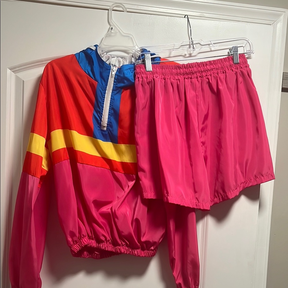 Colorful Windbreaker and Shorts Set
